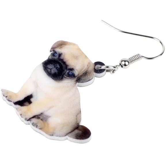 Puppy Pug Dog Acrylic Earrings - Picture 2 of 5